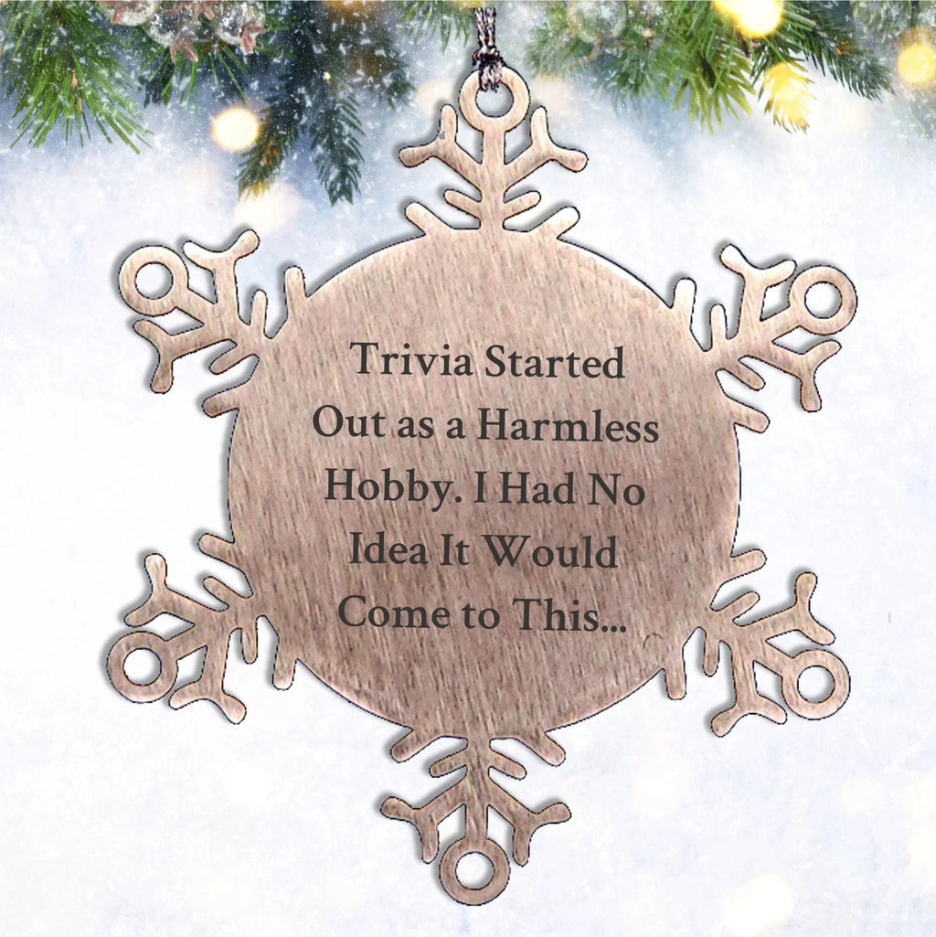 Trivia Snowflake Christmas Tree Ornament with Funny Quote