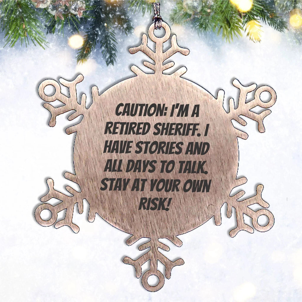 Funny Retired Sheriff Snowflake Christmas Tree Ornament Gifts from Family and Friends