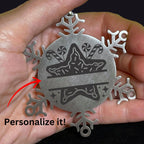 Personalized Snowflake Christmas Star Cookie Tree Ornament Family Name Laser Engraved Stainless Steel