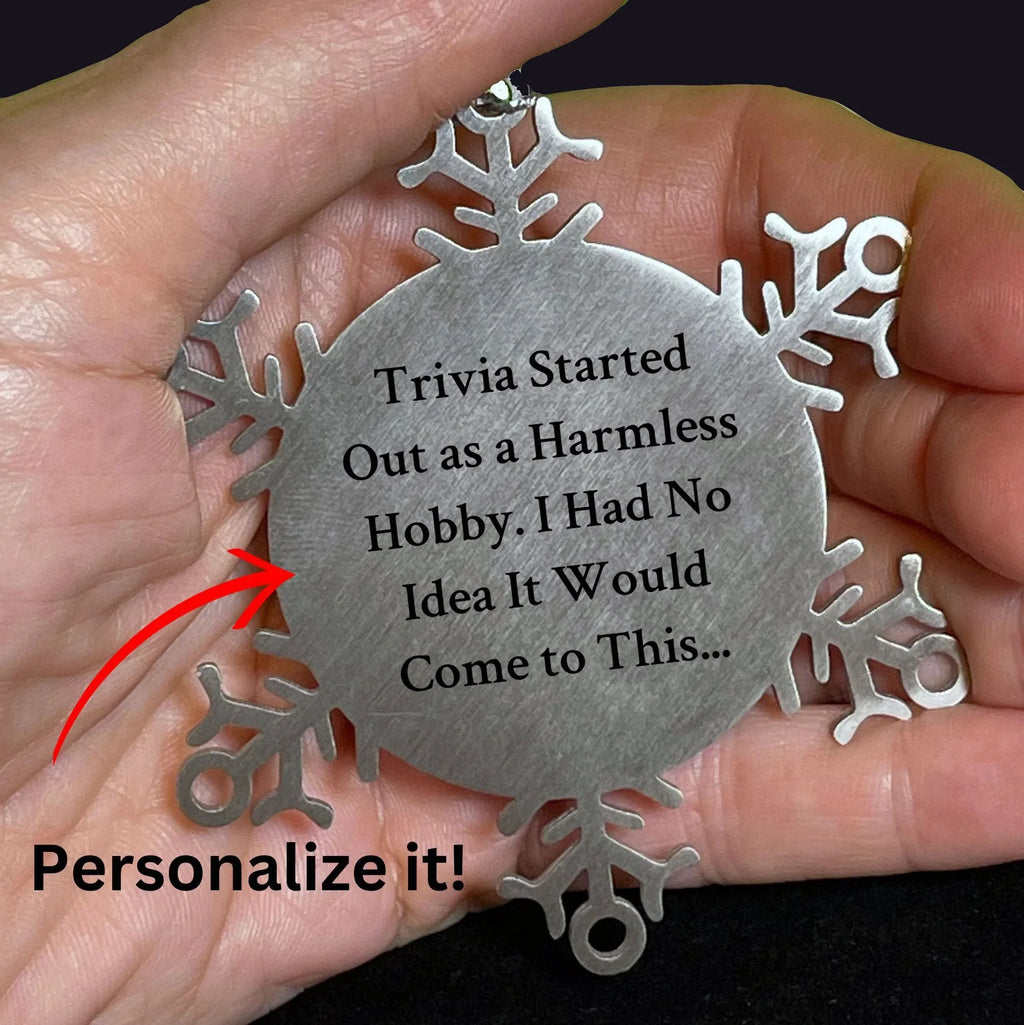 Trivia Snowflake Christmas Tree Ornament with Funny Quote