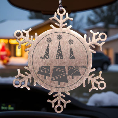 Personalized Snowflake Christmas Tree Ornament Family Name Laser Engraved Stainless Steel Keepsake - Mallard Moon