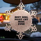 Funny Seal Point Cat Mom Snowflake Christmas Steel Ornament