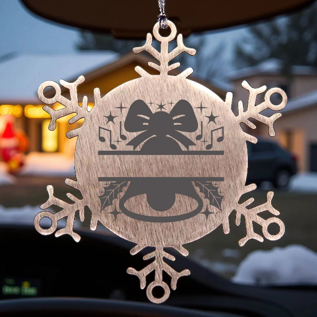 Personalized Snowflake Tree Ornament Christmas Bell Family Name Laser Engraved Stainless Steel