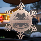 Personalized Snowflake Tree Ornament Christmas Bell Family Name Laser Engraved Stainless Steel