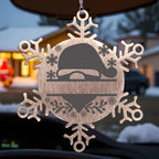 Personalized Santa Claus Family Name Laser Engraved Stainless Steel Snowflake Tree Ornament