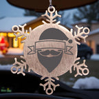 Personalized Family Name Santa Claus Laser Engraved Stainless Steel Snowflake Tree Ornament