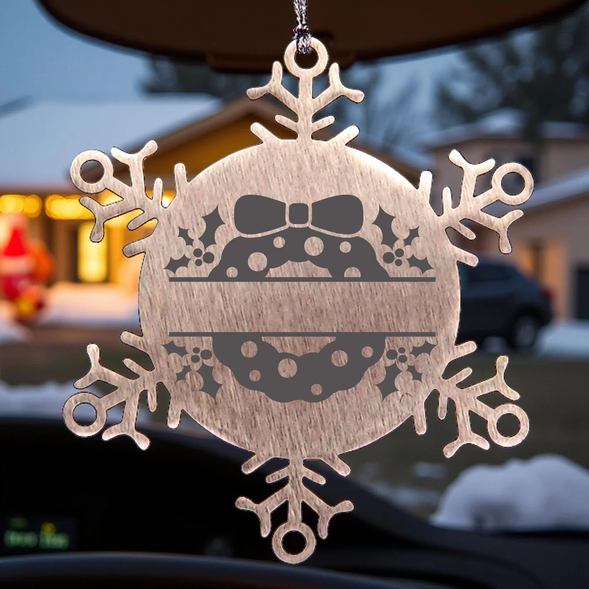 Personalized Christmas Wreath Laser Engraved Snowflake Stainless Steel Tree Ornament