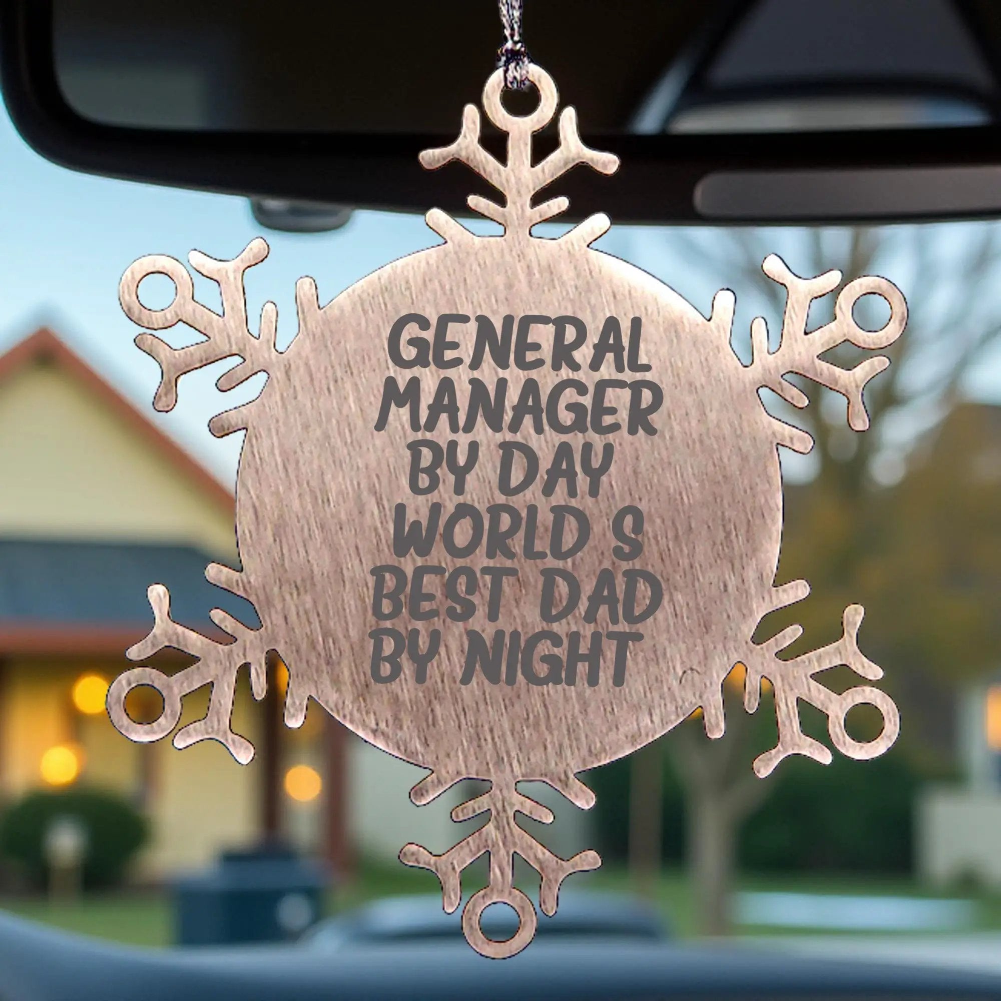 General Manager Gifts from Family with Funny Quote Stainless Steel Snowflake Ornament 3.14 Inches in Diameter, Unique Christmas Unique Gifts for General Manager, Men, Dad, Boss - Mallard Moon
