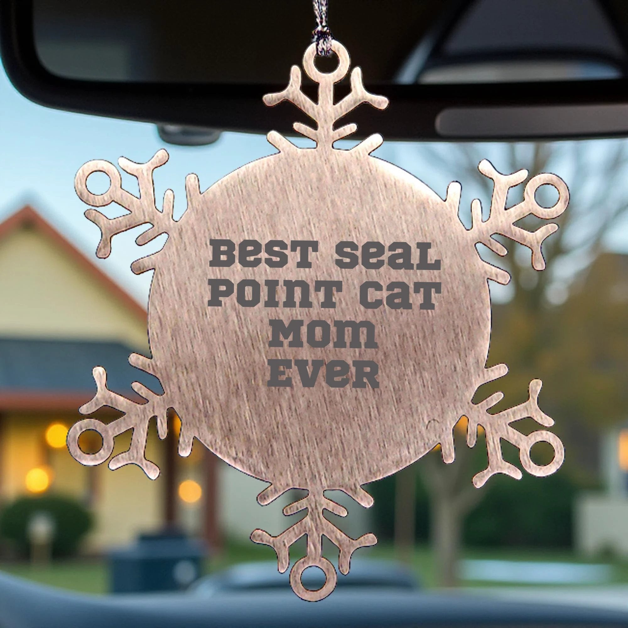 Funny Seal Point Cat Mom Snowflake Christmas Steel Ornament