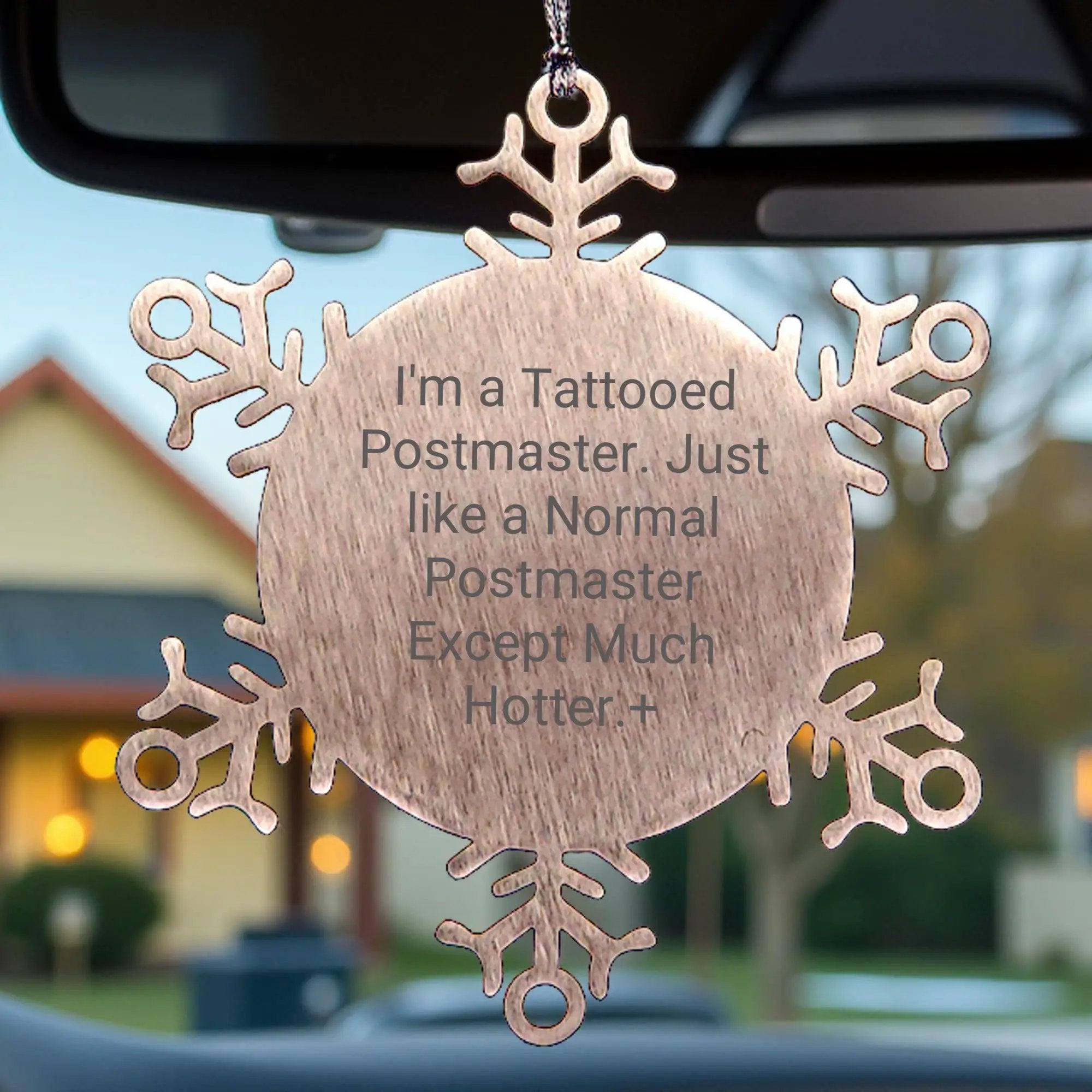 Tattooed Postmaster Christmas Unique Gifts for Postmaster, Snowflake Ornaments from Friends, Men's Postmaster Snowflake Ornament, Funny Postmaster Quotes