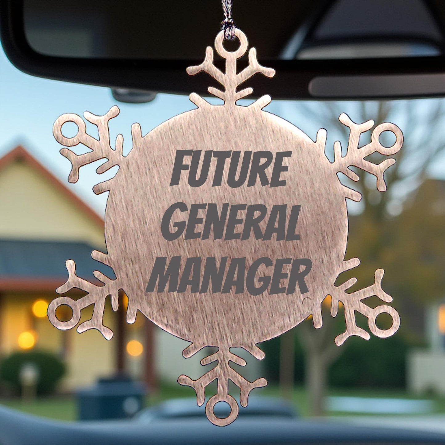 Funny General Manager Steel Snowflake Ornament, 'Future General Manager', Christmas Unique Gifts - Mallard Moon
