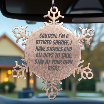 Funny Retired Sheriff Snowflake Christmas Tree Ornament Gifts from Family and Friends - Mallard Moon