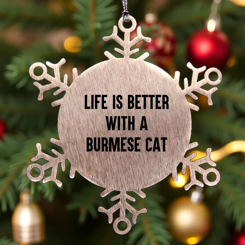 Burmese Cat Snowflake Christmas Ornament