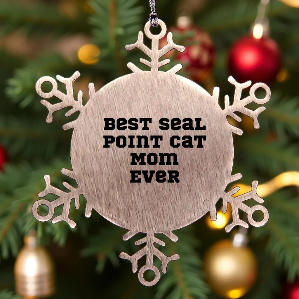 Funny Seal Point Cat Mom Snowflake Christmas Steel Ornament