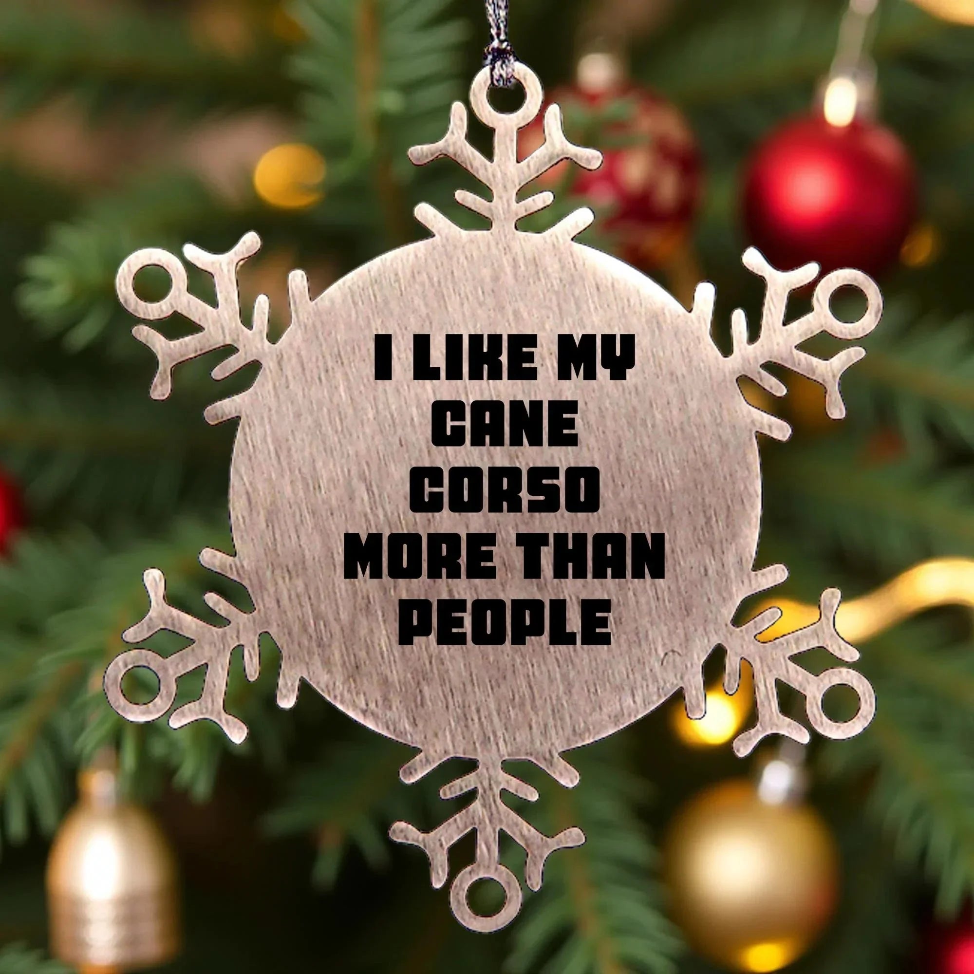 Cane Corso Lovers- I Love My Cane Corso- Snowflake Ornament- Shatterproof