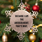 Funny Archeologist Gifts from Friends - Snowflake Ornament for Christmas Party Because I Am The Archeologist. That's Why.