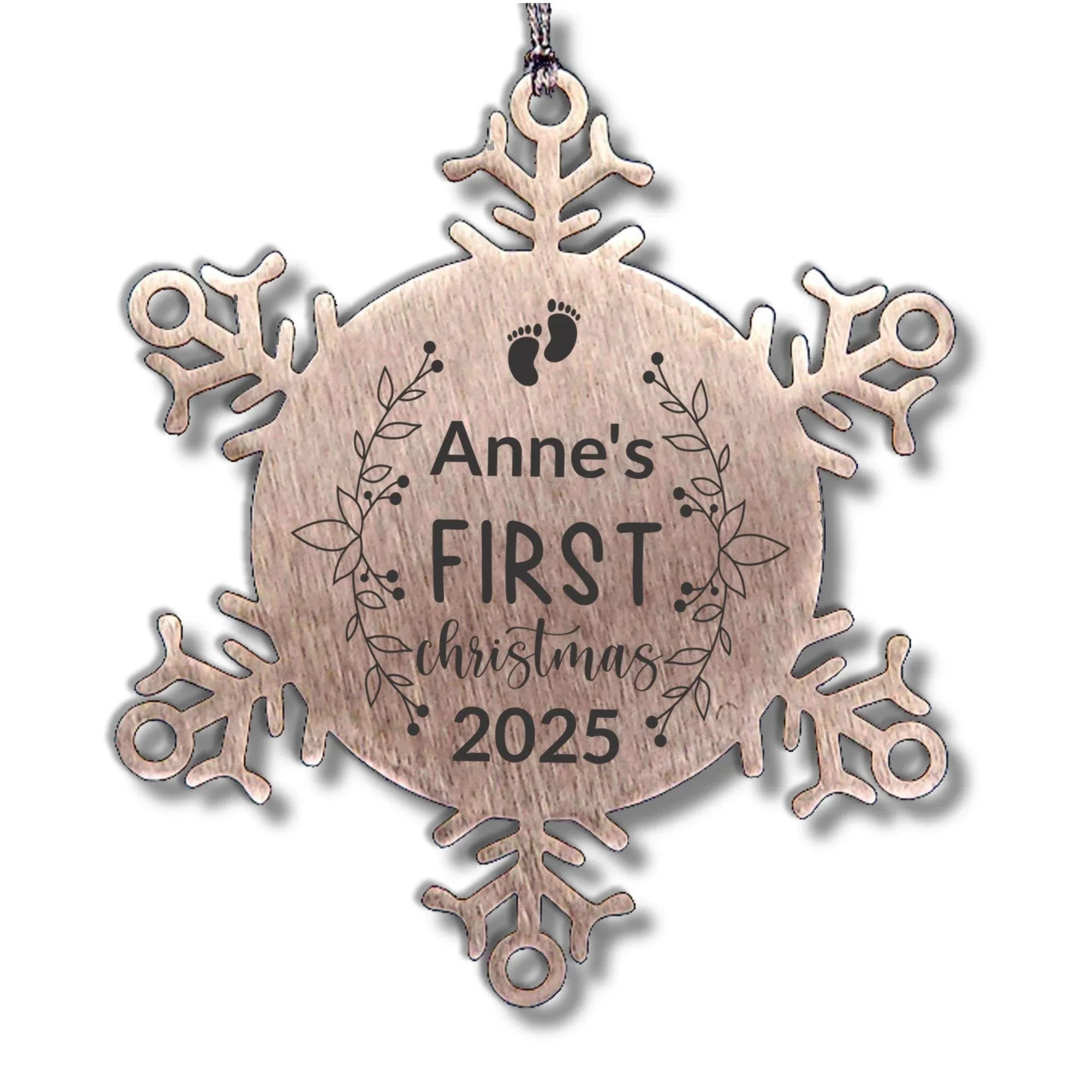 Baby's First Christmas Personalized Laser Engraved Stainless Steel Snowflake Ornament