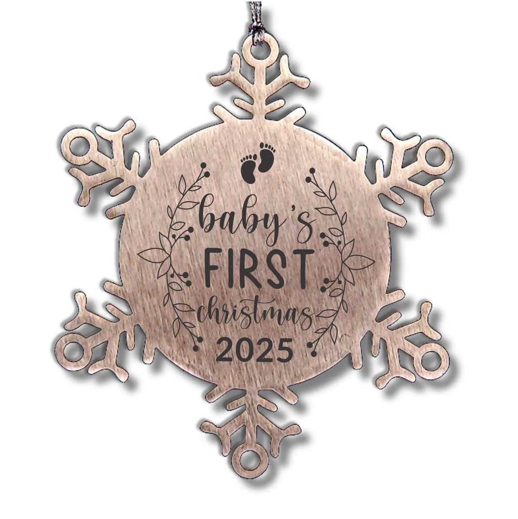 Baby's First Christmas Laser Etched Stainless Steel Snowflake Christmas Tree Ornament
