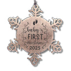 Baby's First Christmas Laser Etched Stainless Steel Snowflake Christmas Tree Ornament