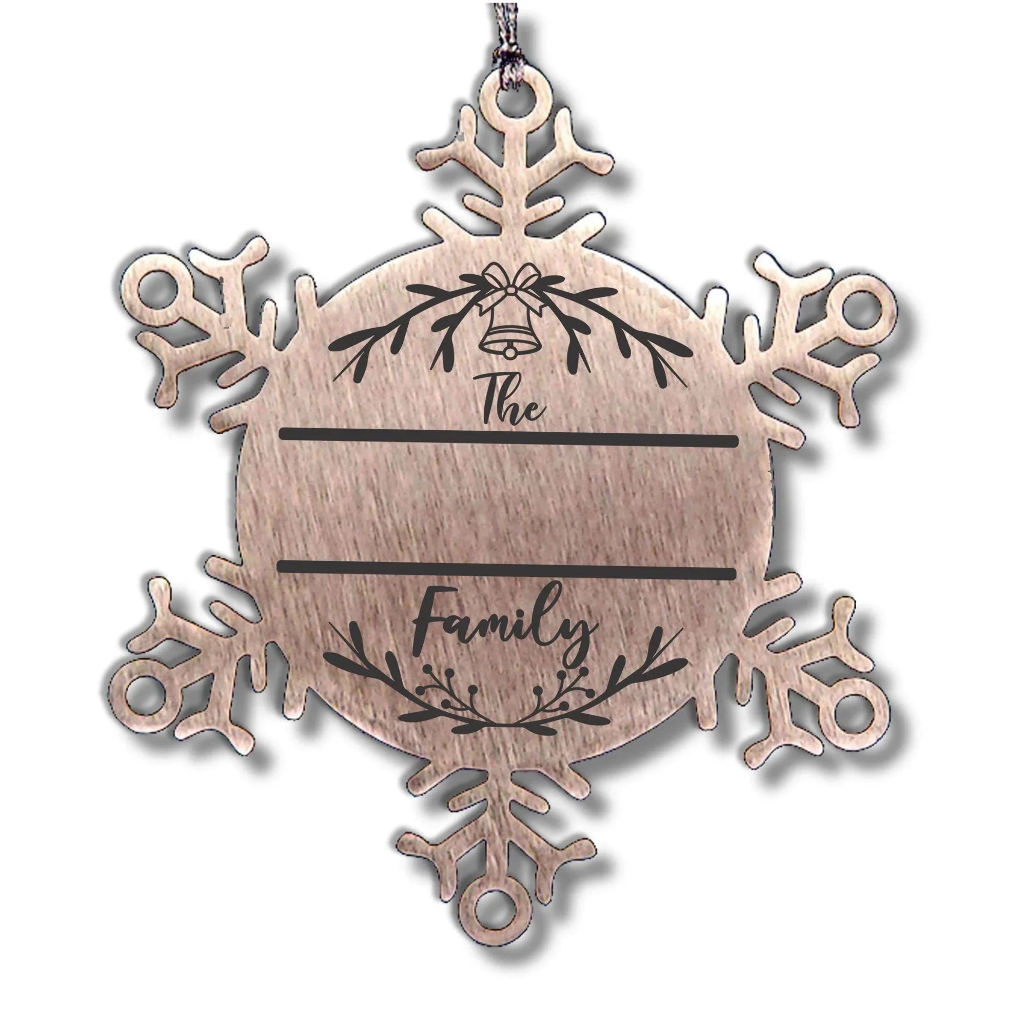 Personalized Snowflake Family Name Laser Engraved Stainless Steel Tree Ornament Heirloom Keepsake