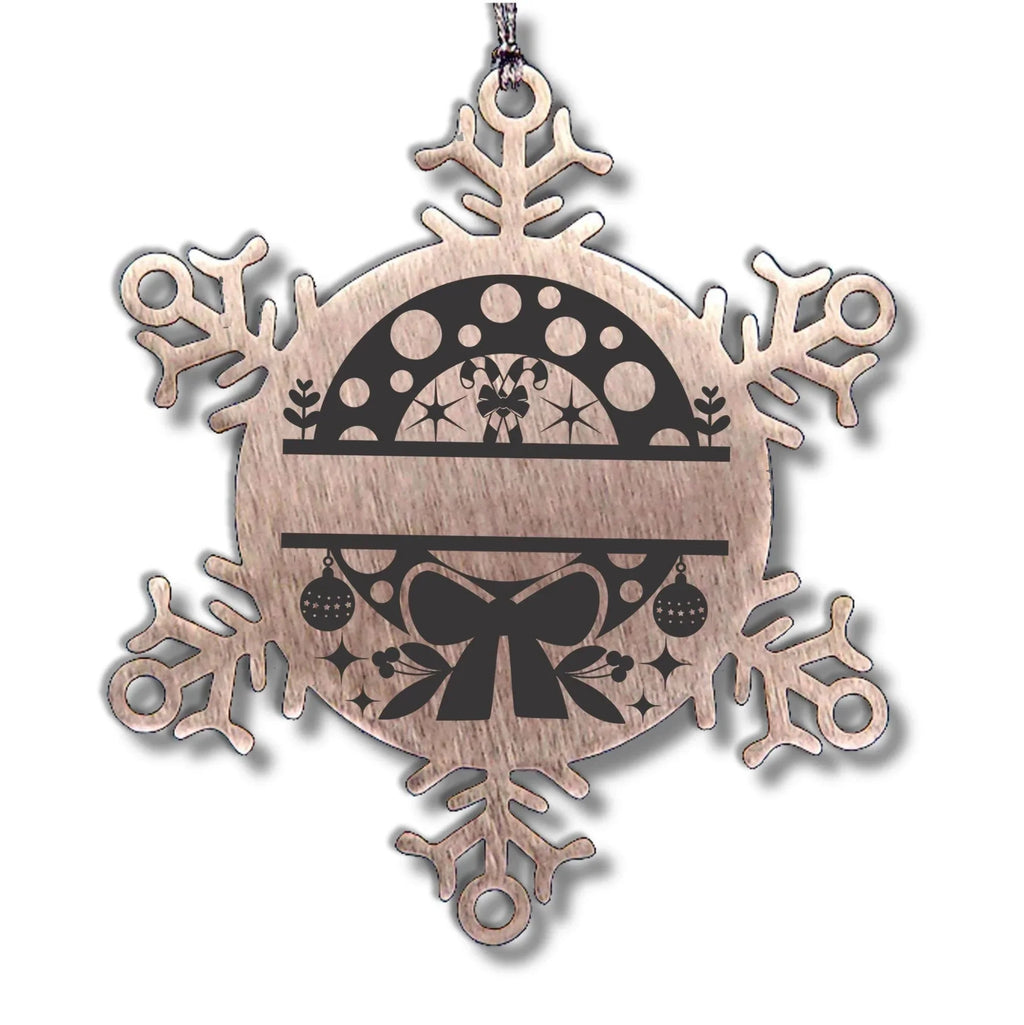 Personalized Snowflake Wreath Tree Ornament Family Name Laser Engraved Stainless Steel