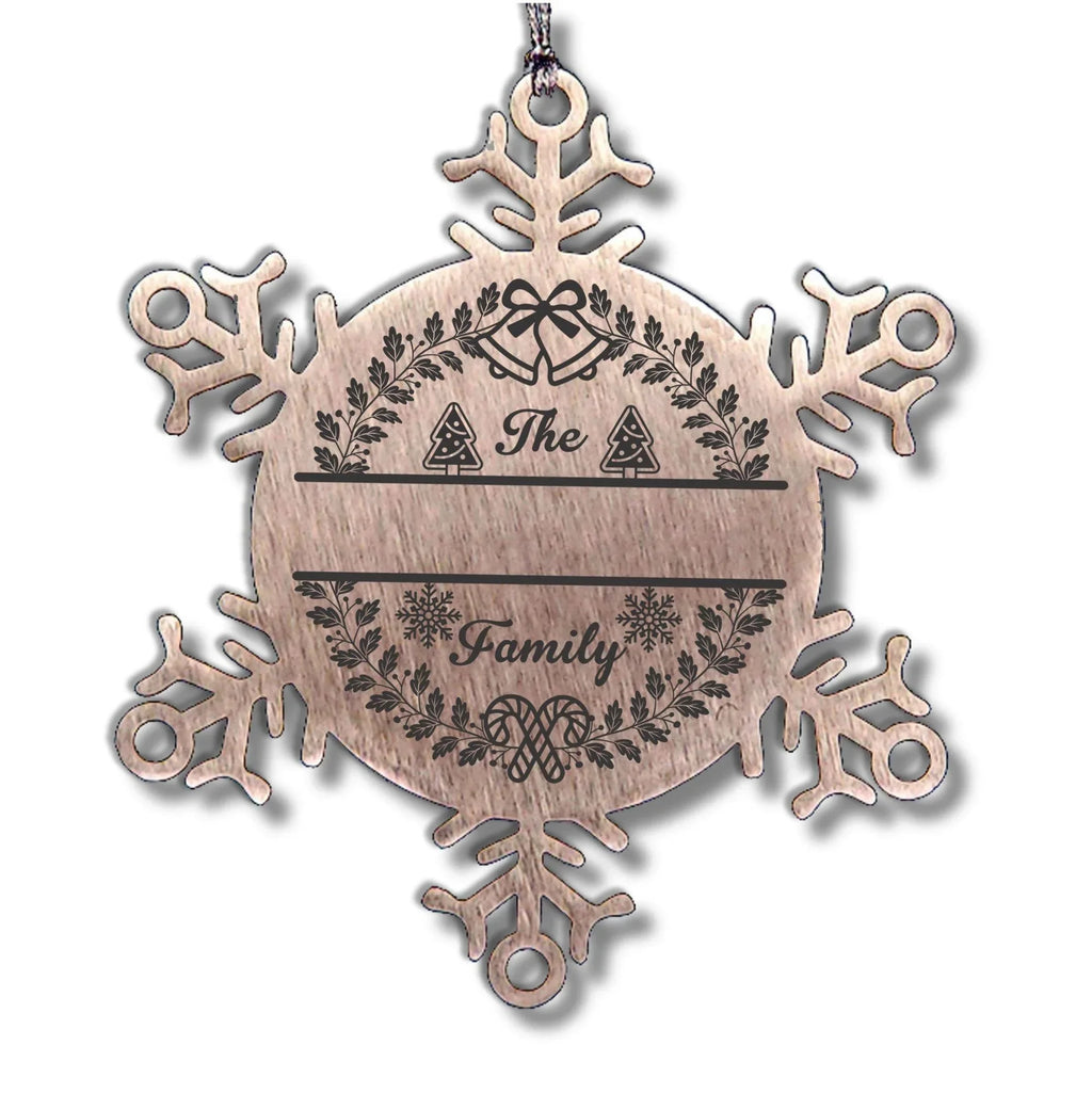 Personalized Snowflake Tree Ornament Family Name Laser Engraved Stainless Steel