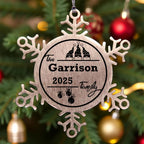 Personalized 3 Gnome Family Snowflake Ornament – Custom Stainless Steel Christmas Keepsake with Gift Bag – Engraved Names & Dates Holiday Decor for Family, Friends, Couples