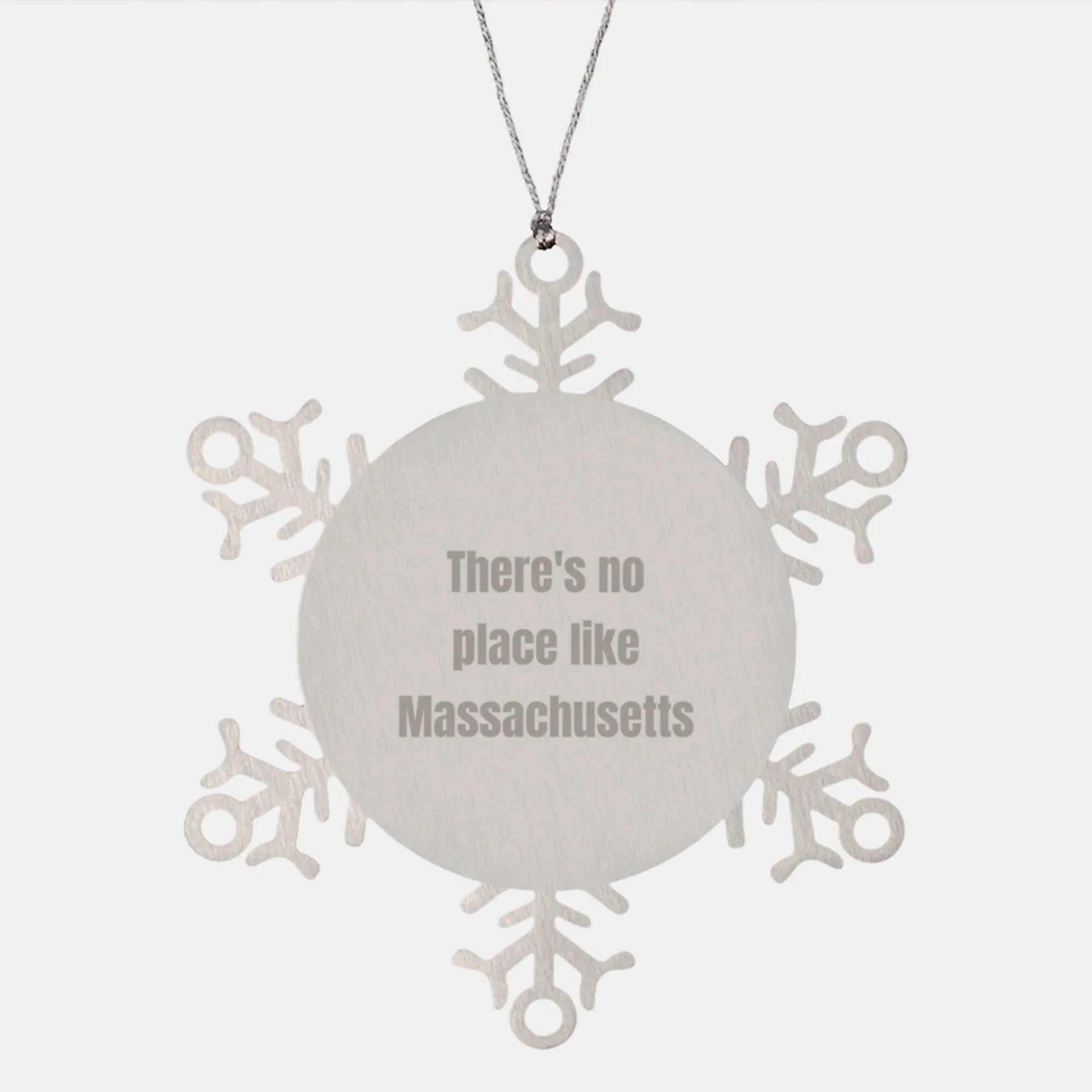 Massachusetts Snowflake Ornament Gifts for Massachusetts Men and Women, Funny Quote 'There's No Place Like Massachusetts' Christmas Unique Gifts from Friends and Family