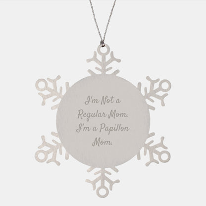Funny Papillon Dog Mom Unique Gifts for Christmas - Snowflake Ornament for Women, Family, Friends, Coworkers, Men - Image 1