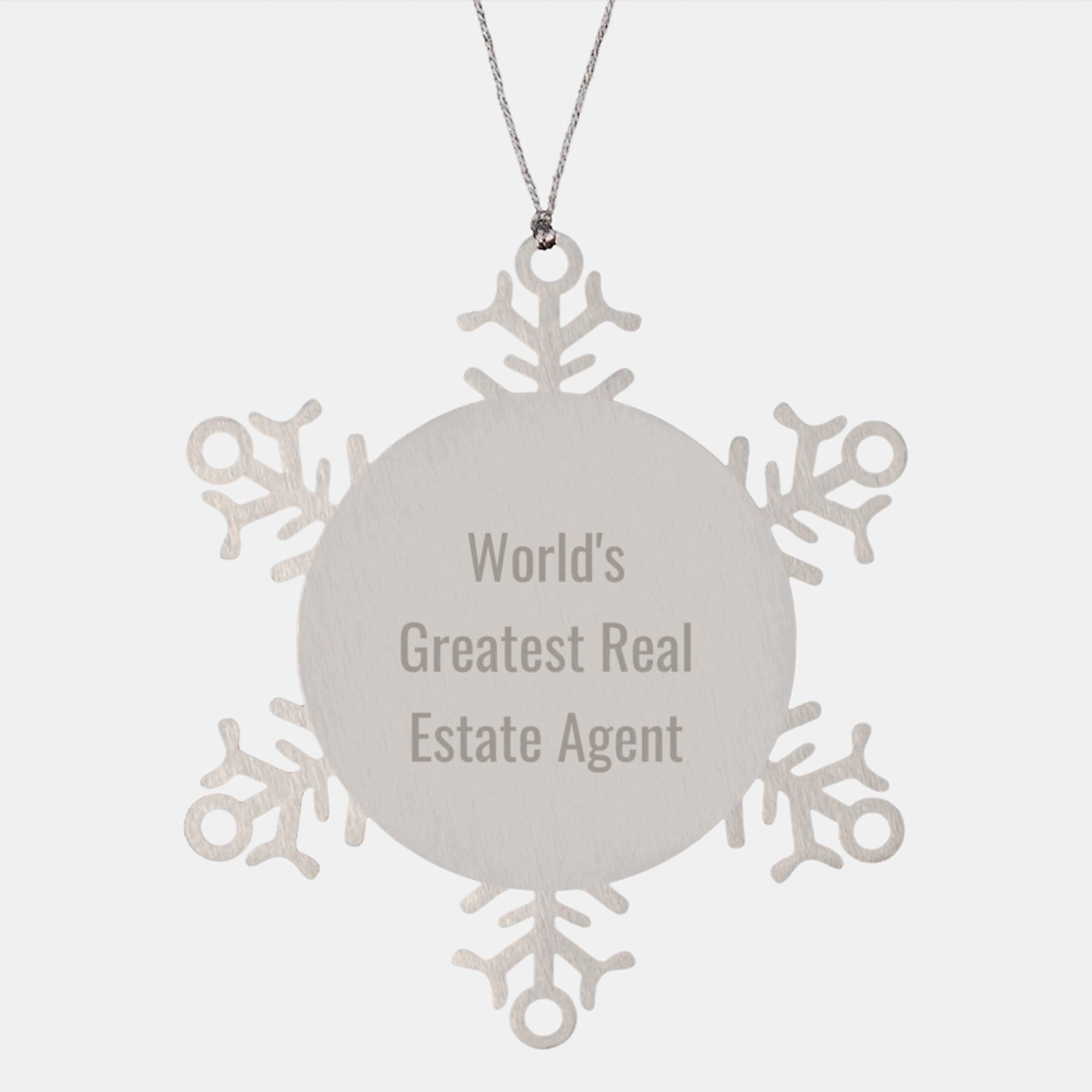 Funny Gift for Real Estate Agent, World's Greatest Agent Snowflake Ornament Christmas Unique Gifts from Friends - Image 1
