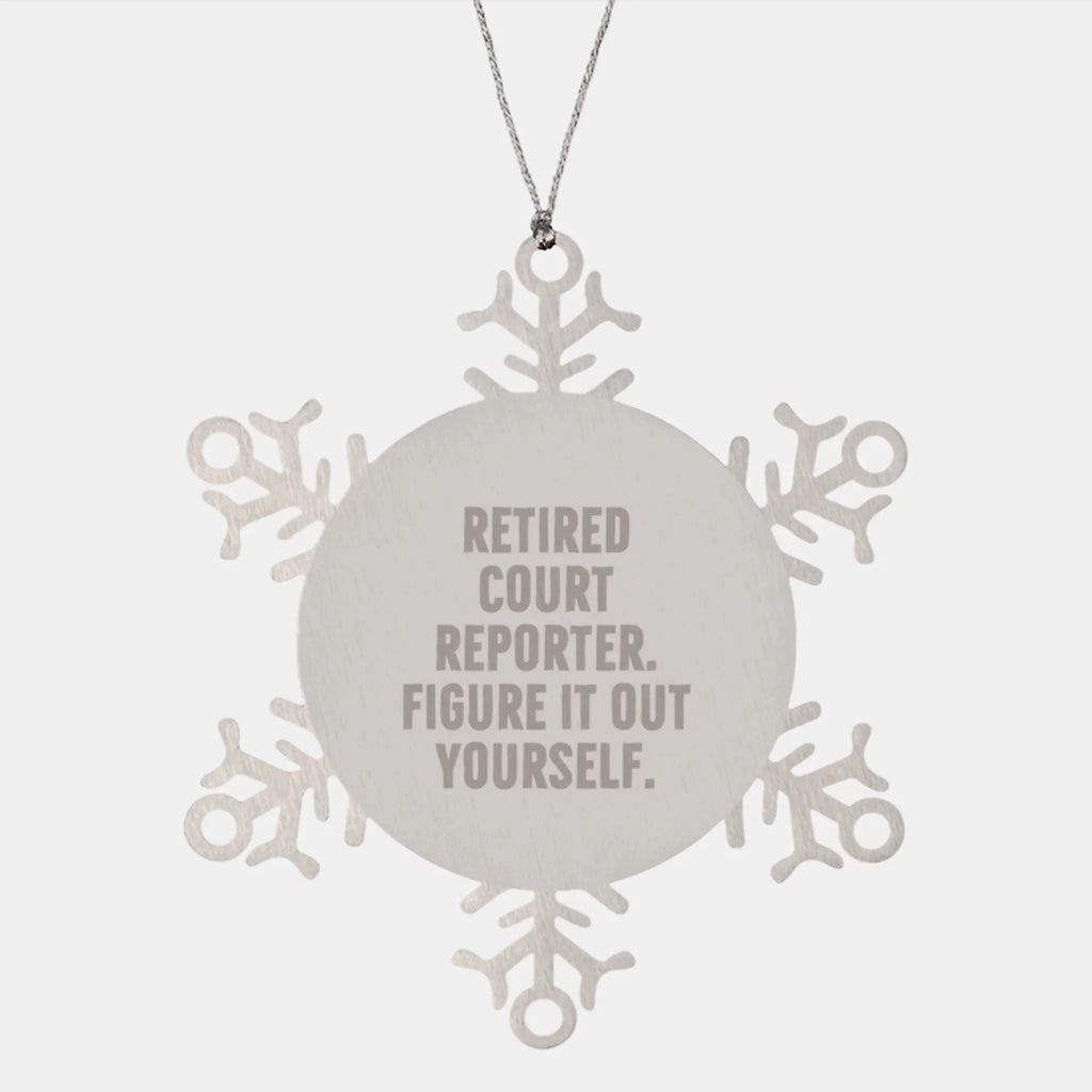 Funny Court Reporter Gifts for Men, Unique Snowflake Ornament from a Retired Court Reporter, Christmas Unique Gifts