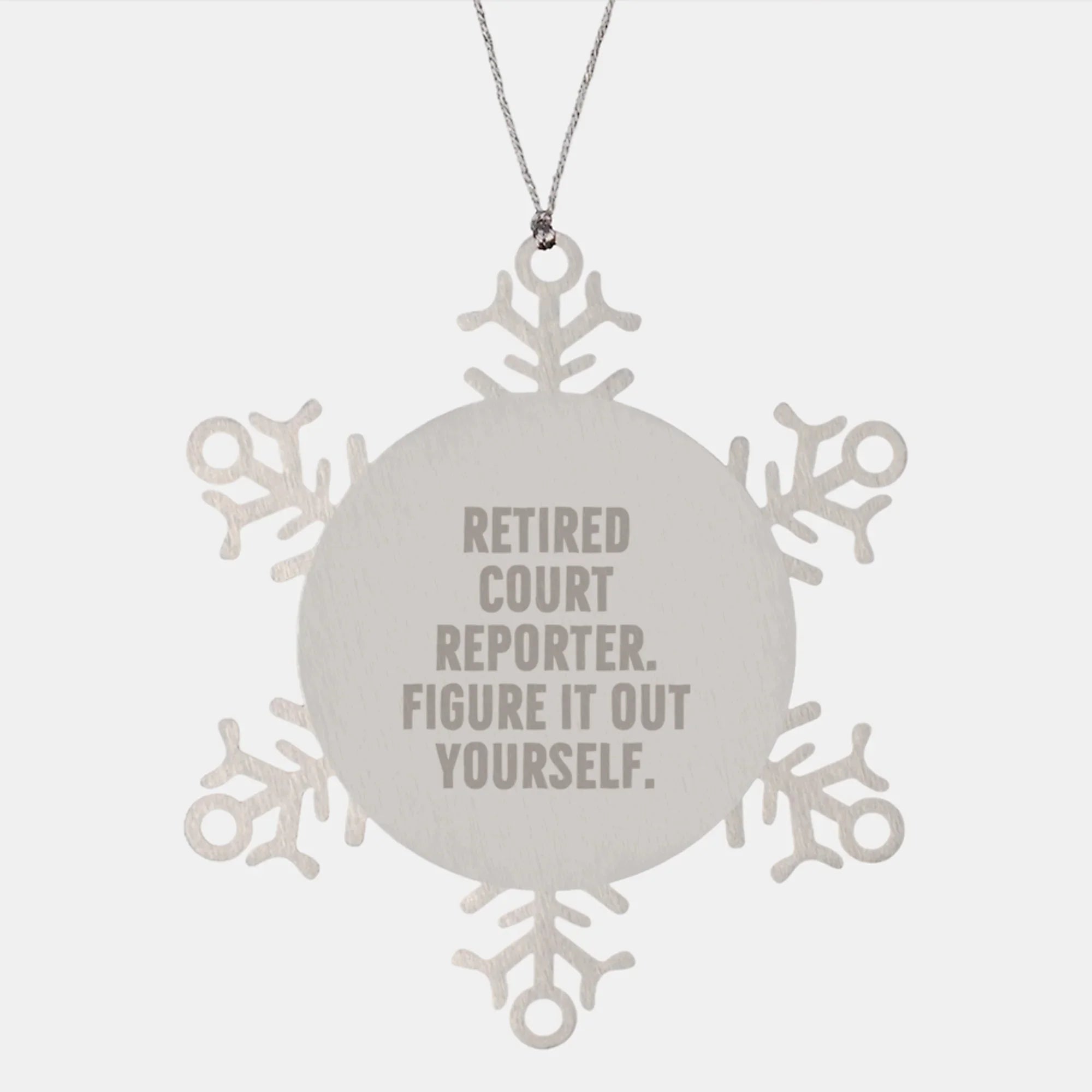 Funny Court Reporter Gifts for Men, Unique Snowflake Ornament from a Retired Court Reporter, Christmas Unique Gifts