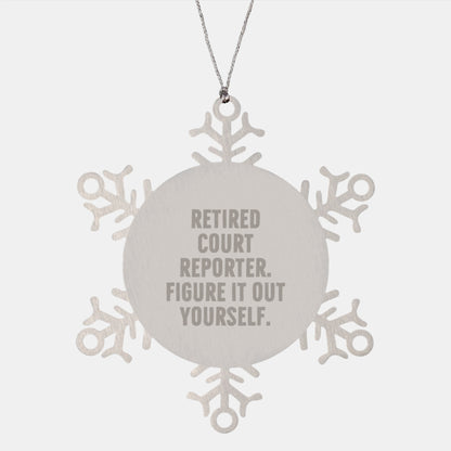 Funny Court Reporter Gifts for Men, Unique Snowflake Ornament from a Retired Court Reporter, Christmas Unique Gifts - Image 1