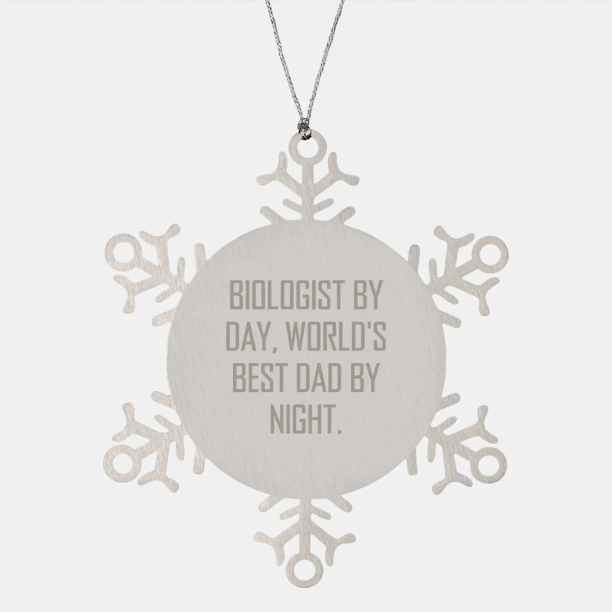 Biologist Gifts: Funny Snowflake Ornament, 'Biologist By Day, World's Best Dad By Night.' Gifts from Men, Christmas Unique Presents for Biologists