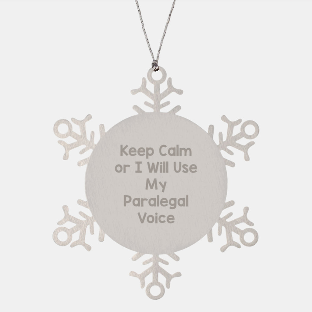 Christmas Ornament Gift Keep Calm Paralegal Voice Snowflake - Image 1