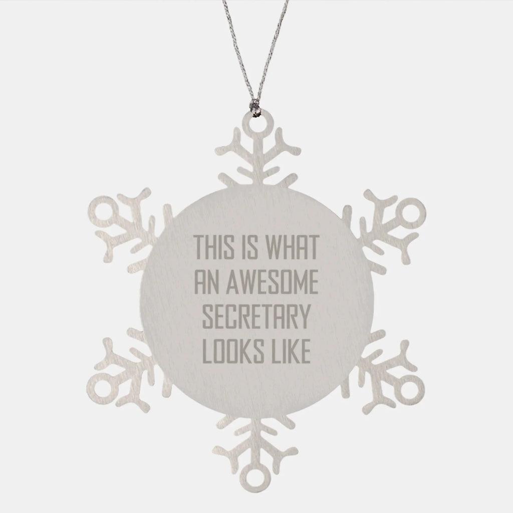 Funny Secretary Christmas Unique Gifts from Friends, Snowflake Ornament for Awesome Secretaries, 3.14 inches in Diameter