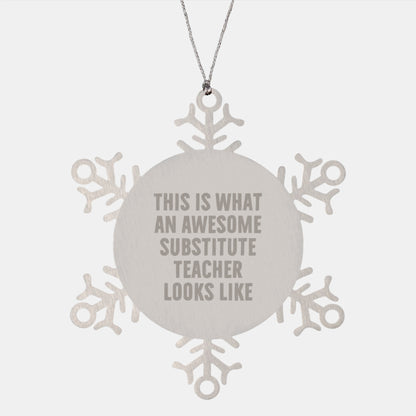 Funny Snowflake Ornament for Substitute Teachers, Gifts from Friends, Unique Christmas Unique Gifts for Her - Image 1
