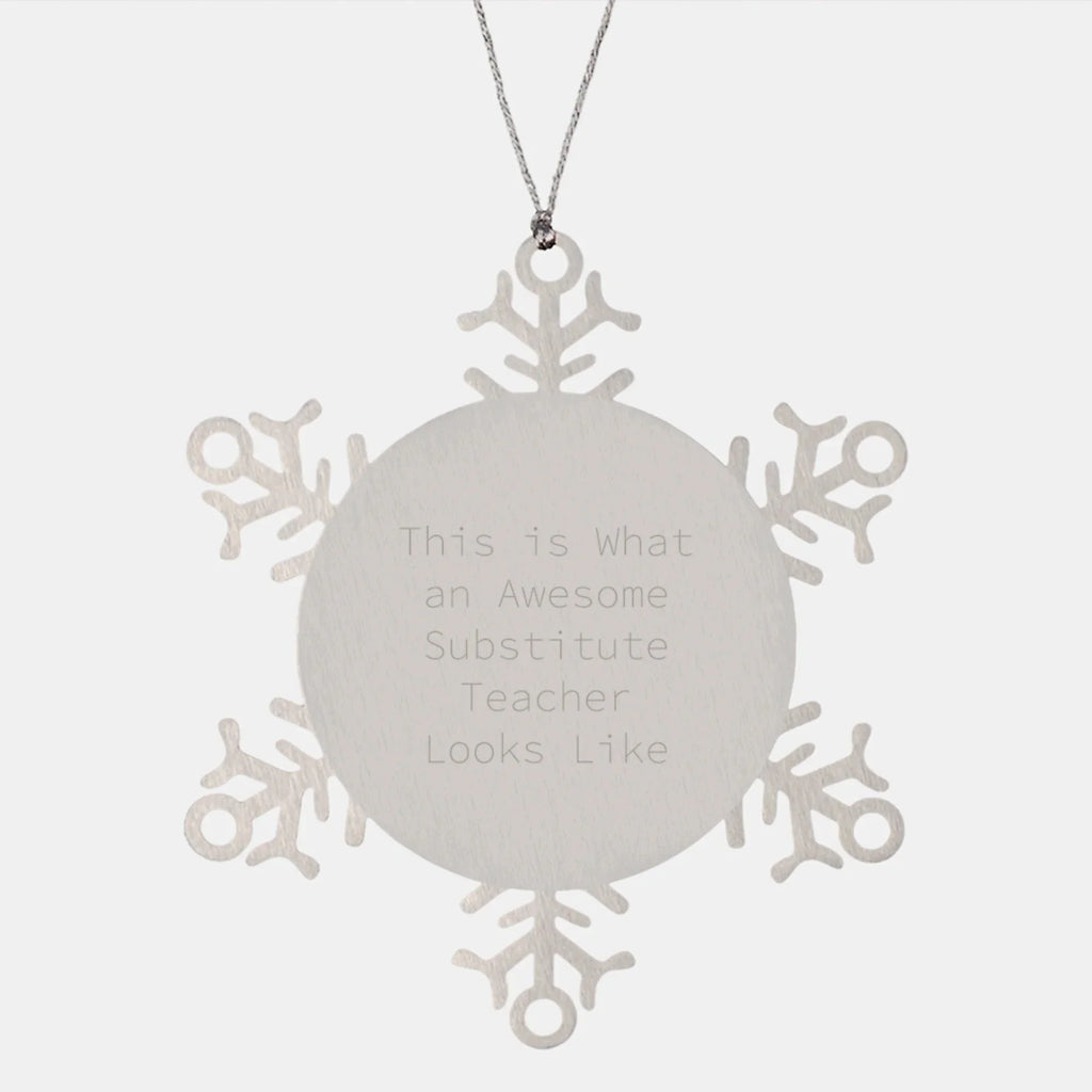 Funny Substitute Teacher Gifts from Friends - Snowflake Ornament for Men, Women, Coworkers, Family - This Is What An Awesome Substitute Teacher Looks Like