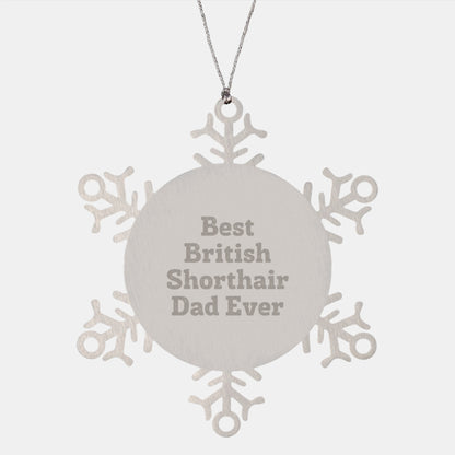 Funny British Shorthair Cat Gifts from Men to Friends - Best British Shorthair Dad Ever Snowflake Ornament for Christmas Unique Gifts - Image 1