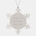 Funny Musician Gifts from Friends to Musician Snowflake Ornament, Because I Am The Musician. That's Why., Christmas Unique Snowflake Ornaments