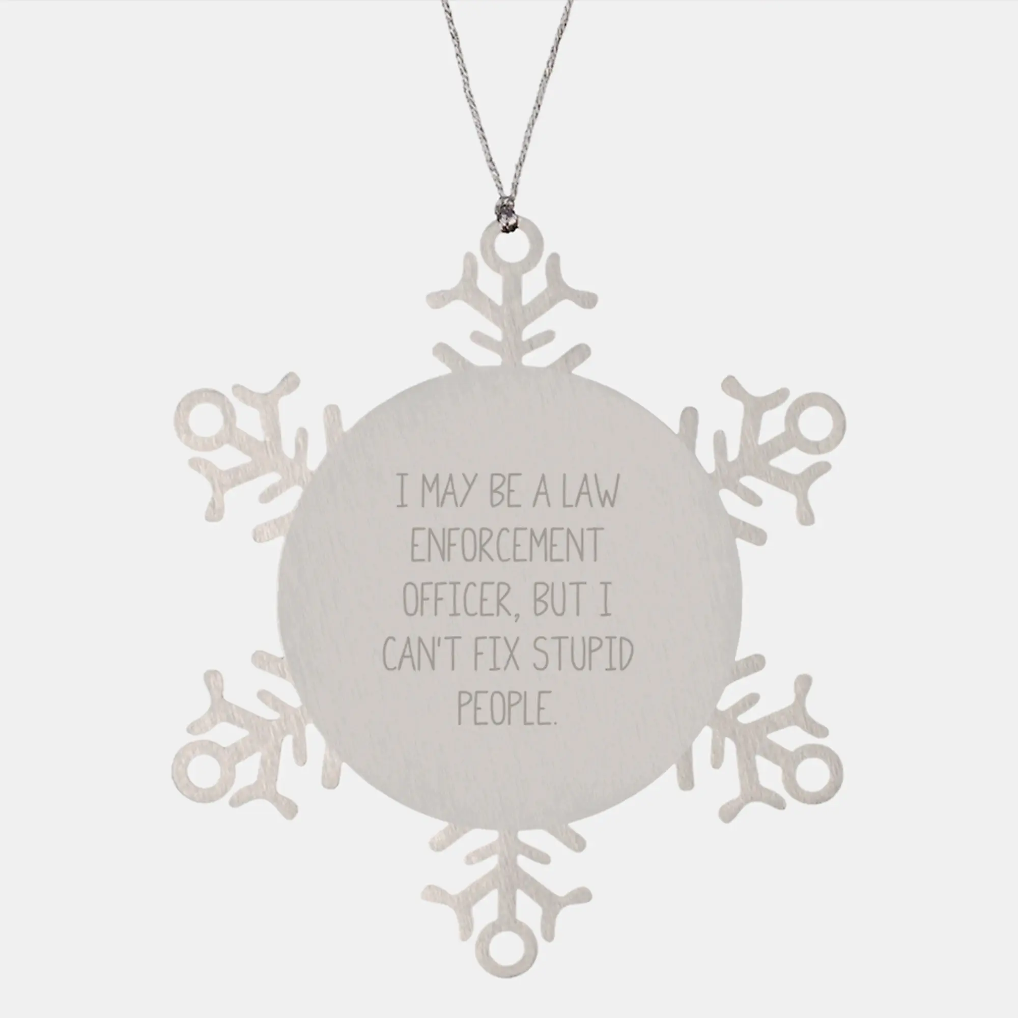 Steel Law Enforcement Snowflake Ornament for Coworker Christmas Gift - Image 1
