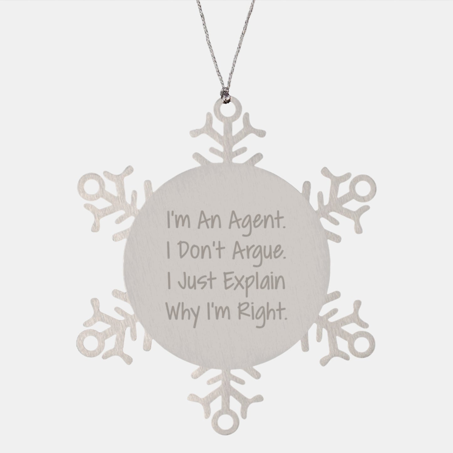 Agent Snowflake Ornament Gifts for Agent Friends and Family - Funny Quote - Image 1
