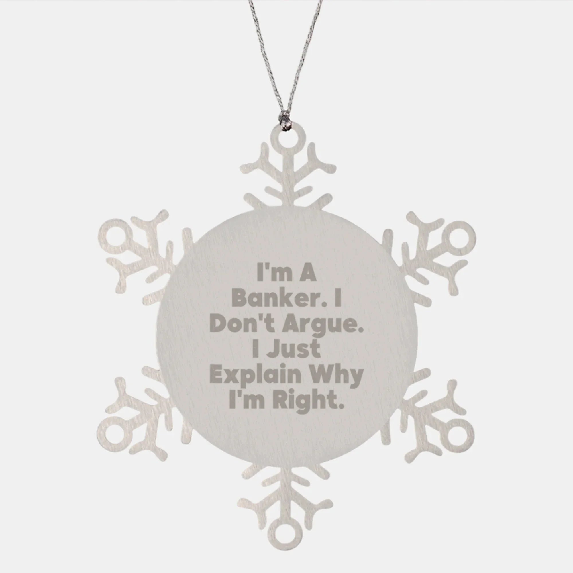 Funny Banker Gifts for Men, Inspirational Snowflake Ornament from Friends, Cute Christmas Unique Gifts for Bankers