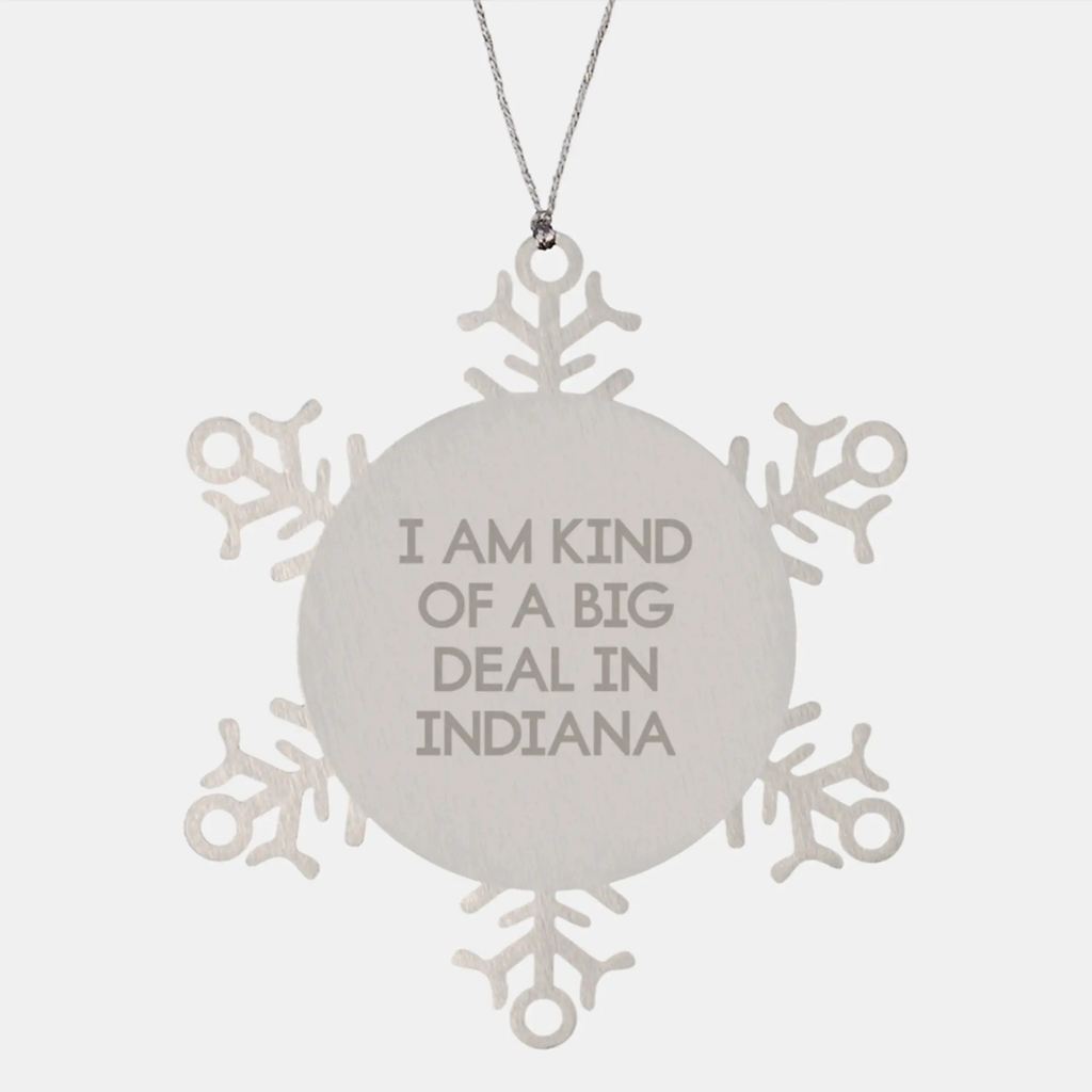 Funny Indiana Snowflake Ornament - Gifts from Friends to Indiana Men, Indiana Women, and Indiana Family - Christmas Unique Gifts with Humorous Quote - Image 1