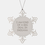 Funny Indiana Snowflake Ornament - Gifts from Friends to Indiana Men, Indiana Women, and Indiana Family - Christmas Unique Gifts with Humorous Quote - Image 1