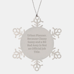 Urban Planner Christmas Unique Gifts from Friends to Men Unique Snowflake Ornament Funny Quote, Classy Sassy Gift for Women Coworkers, Stainless Steel Decorative Ornaments - Image 1