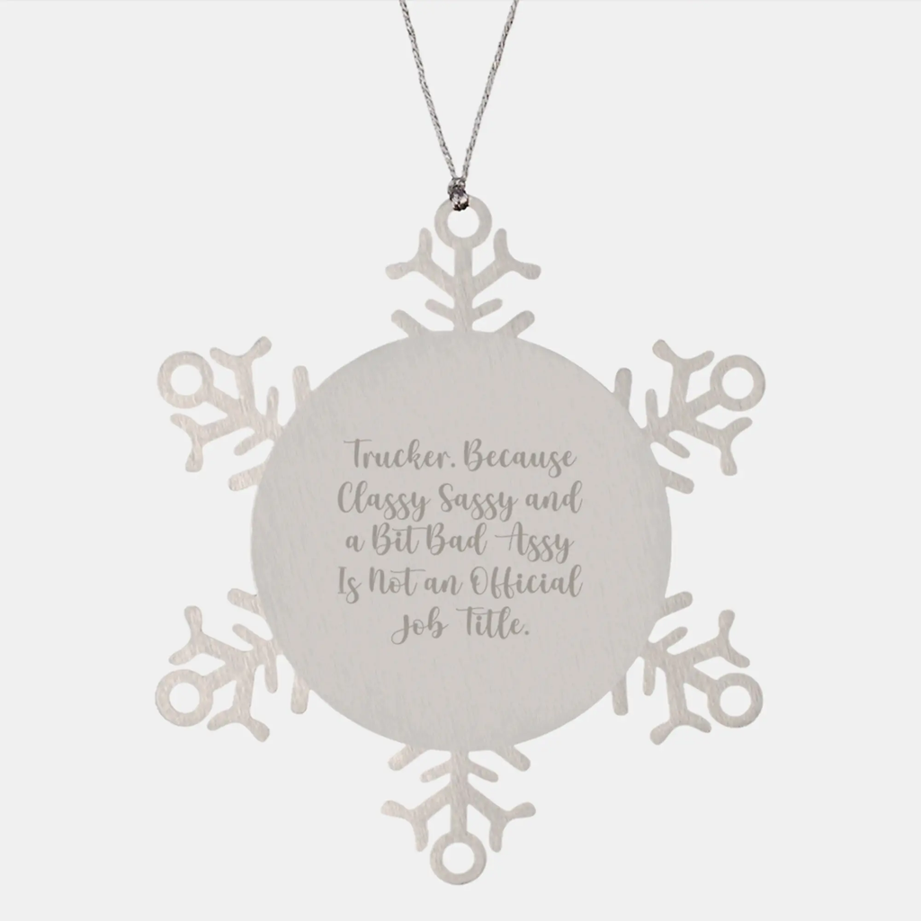Trucker Christmas Snowflake Ornament, Funny Gifts from Men to Trucker Friends for Christmas Unique Gifts - Image 1