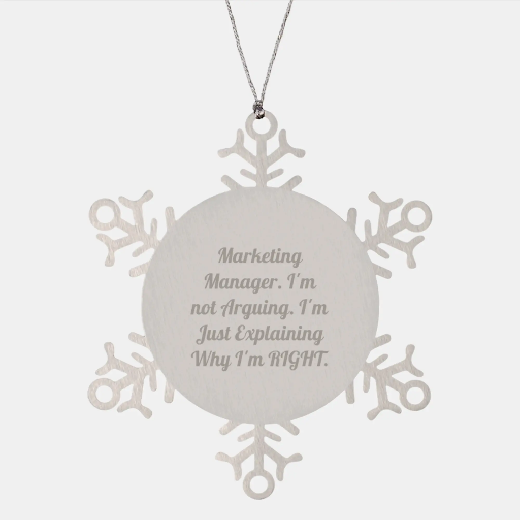 Marketing Manager Snowflake Ornament for a Colleague Christmas Gift - Image 1