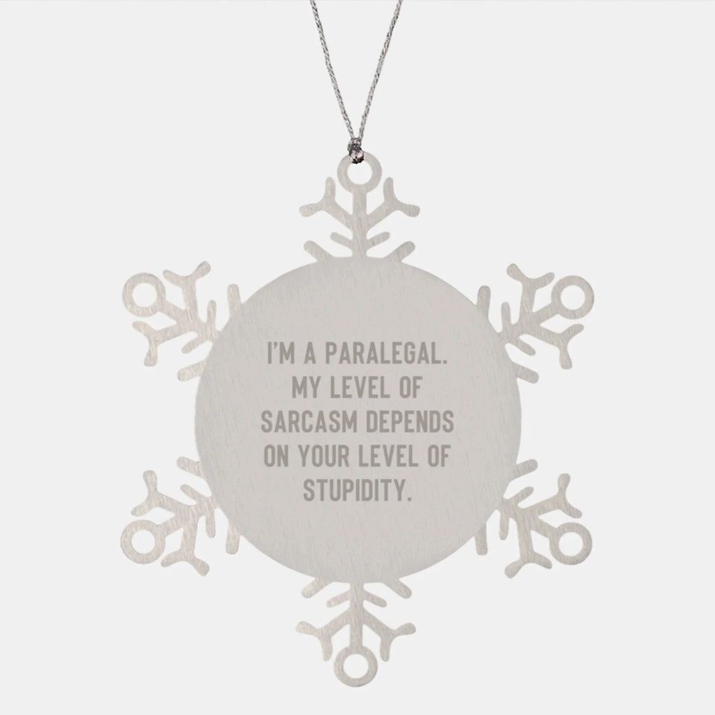 Funny Paralegal Gifts from Friends, Christmas Unique Gifts for Paralegal Men, Snowflake Ornament with Sarcasm Quote