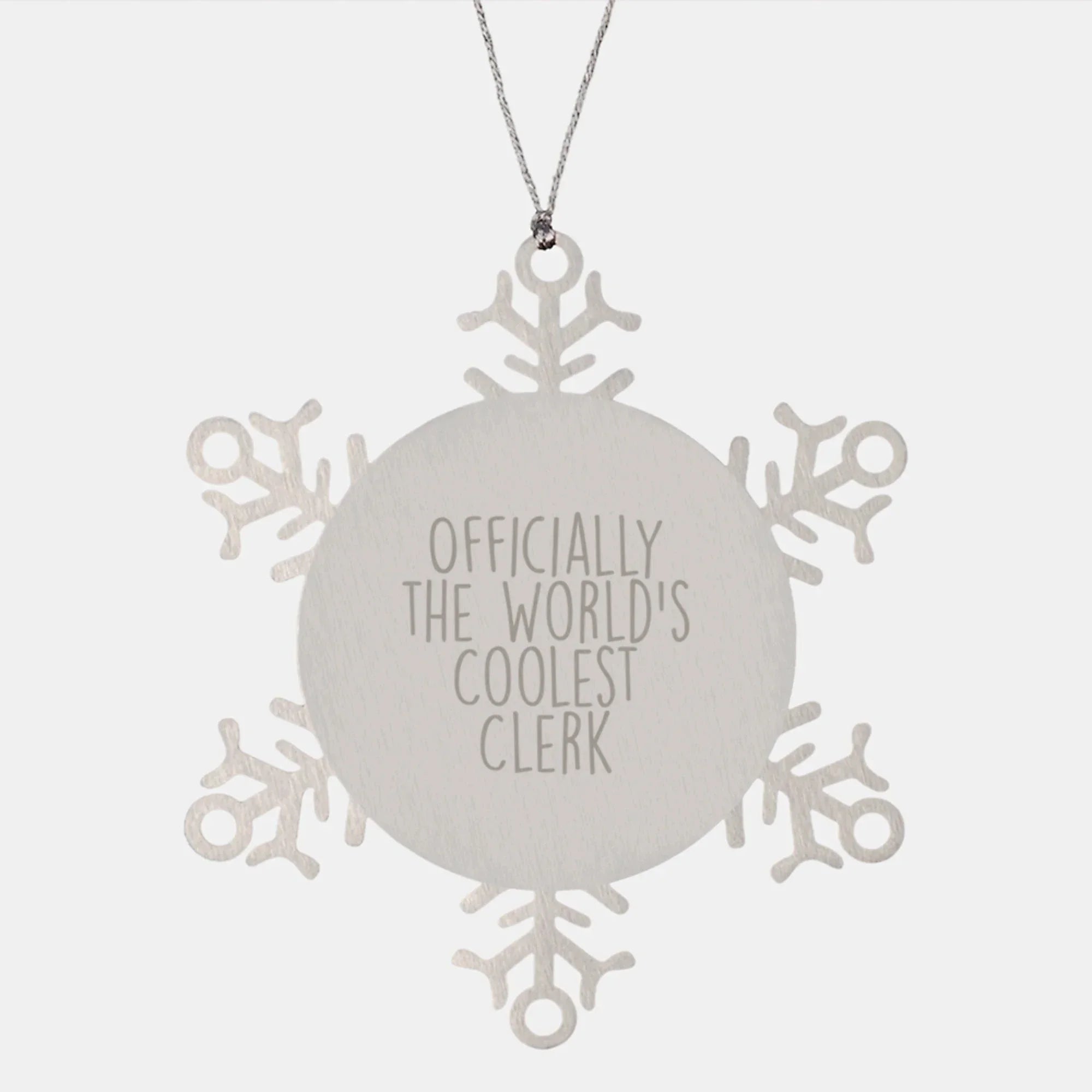 Funny Christmas Unique Gifts from Friends for the World's Coolest Clerk - Officially The Worlds Coolest Clerk Snowflake Ornament